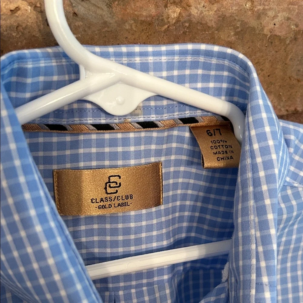 Class Club Kids Light Blue Plaid Button-Down Shirt